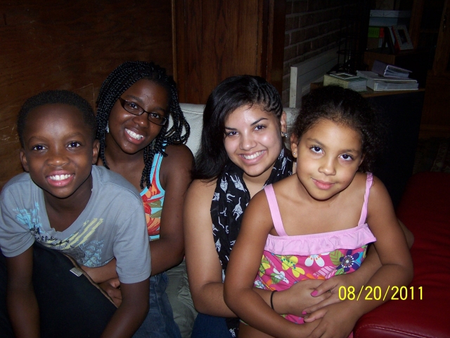 L-R: Aaron, Ayhsa, and JRs kids, Adrianna and Lauryn. 