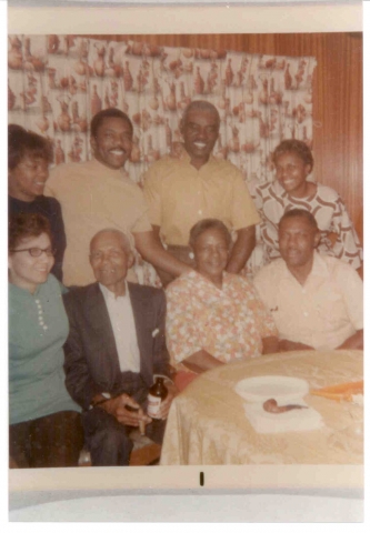 L to R, top to bottom: Marguerite (Brown) Brooks, James Mickey Brown, Sam Bubba Brown, Annabelle Girlie (Brown) Rice, unknown, Papa Brown, Mama Brown, and Claude Sonny Boy Brown