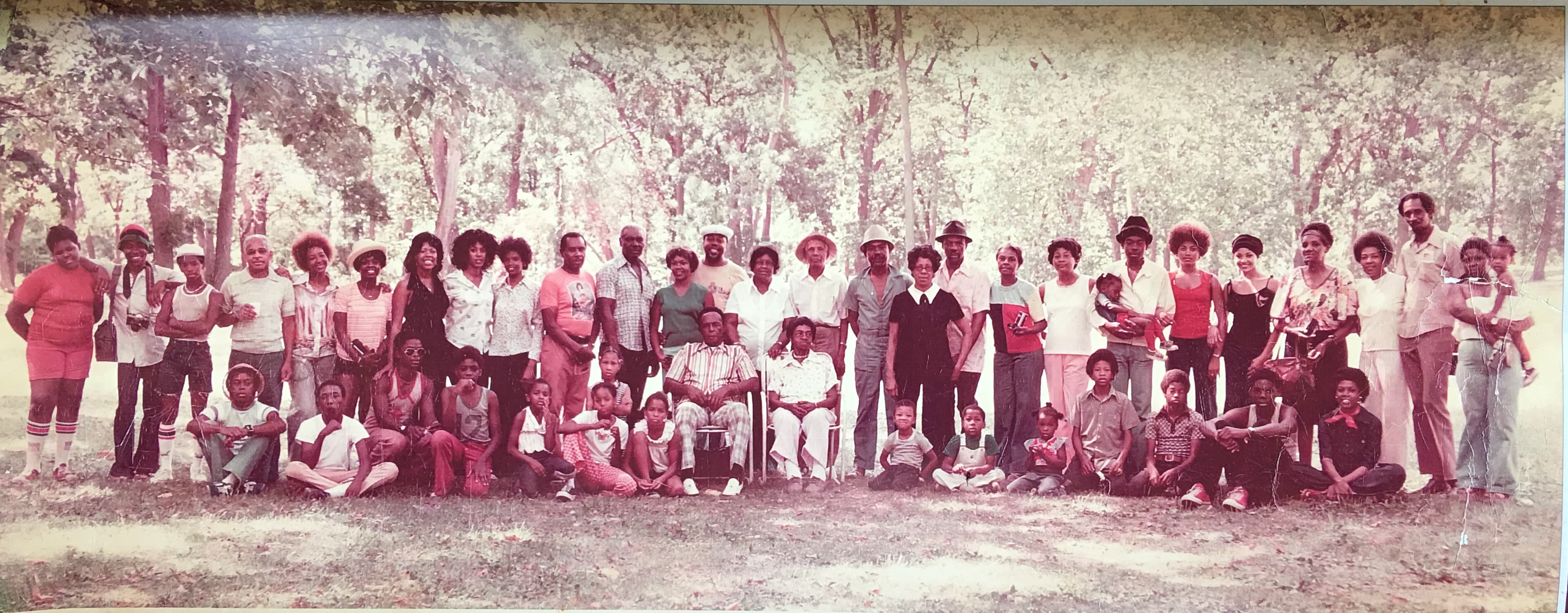 THE ORIGINAL BROWN-EWING FAMILY REUNION - KANSAS CITY, MO 1976. Anna (Ewing) Brown is the intersection/cornerstone of the Brown-Ewing Family and the originator of the Brown-Ewing Family Reunion, 